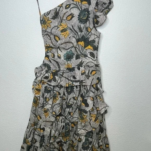 Ulla Johnson dress midi Ondine in Portofino sz 8 gray NWOT one shoulder - Picture 9 of 11